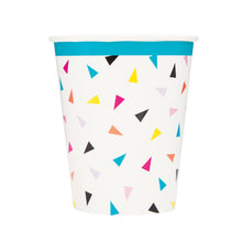 Load image into Gallery viewer, Triangle Confetti Birthday 9oz Paper Cups, 8ct
