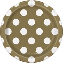Load image into Gallery viewer, Gold Dots Round 7&quot; Dessert Plates, 8ct
