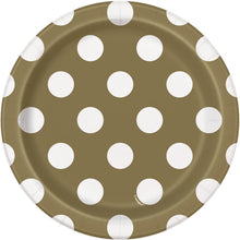 Load image into Gallery viewer, Gold Dots Round 7&quot; Dessert Plates, 8ct
