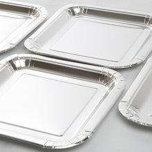 Load image into Gallery viewer, Silver Foil Square 9&quot; Dinner Plates, 8ct - Foil Board
