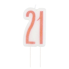 Load image into Gallery viewer, Birthday Rose Gold Glitz Number 21 Birthday Candle
