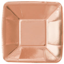 Load image into Gallery viewer, Rose Gold Foil Square 5&quot; Appetizer Plates, 8ct - Foil Board
