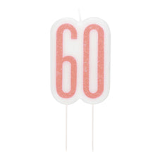 Load image into Gallery viewer, Glitz Rose Gold Numeral Birthday Candle 60
