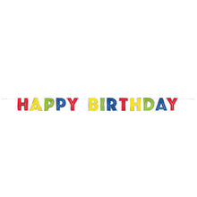 Load image into Gallery viewer, Silver Foil &amp; Rainbow Happy Birthday Banner, 7.25 ft
