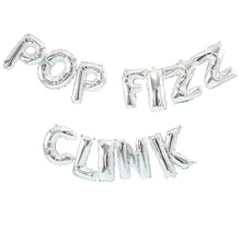 Load image into Gallery viewer, SILVER &#39;POP, FIZZ, CLINK&#39; BALLOON BUNTING

