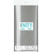 Load image into Gallery viewer, Silver Foil Rectangular Plastic Table Cover, 54&quot;x108&quot;
