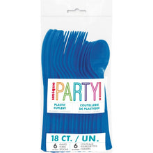 Load image into Gallery viewer, Royal Blue Solid Assorted Plastic Cutlery, 18ct
