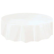 Load image into Gallery viewer, White Solid Round Plastic Table Cover, 84&quot;
