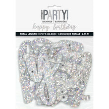 Load image into Gallery viewer, Silver Glitz Script &quot;Happy Birthday&quot; Prismatic Foil Jointed Banner, 2pc
