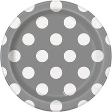 Load image into Gallery viewer, Silver Dots Round 7&quot; Dessert Plates, 8ct
