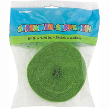 Load image into Gallery viewer, Lime Green Crepe Streamer, 81 ft
