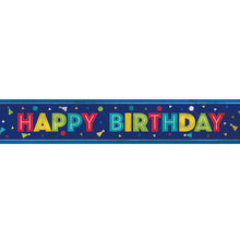 Load image into Gallery viewer, Blue Foil Peppy Birthday Banner (12ft)
