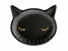 Load image into Gallery viewer, Black Cat Head Shaped Paper Plates (6ct)
