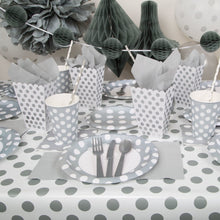 Load image into Gallery viewer, Silver Dots Round 7&quot; Dessert Plates, 8ct
