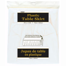 Load image into Gallery viewer, White Plastic Table Skirt, 29&quot;x14ft
