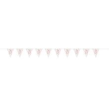 Load image into Gallery viewer, Birthday Rose Gold Glitz Number 21 Prism Pennant Banner, 9 ft
