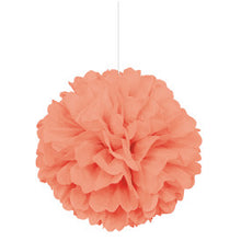 Load image into Gallery viewer, Coral 16&quot; Hanging Tissue Pom Pom
