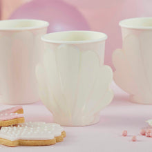 Load image into Gallery viewer, Iridescent And Pink Mermaid Shell Paper Cups
