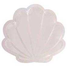Load image into Gallery viewer, Ginger Ray - Iridescent And Pink Mermaid Shell Shaped Paper Plates
