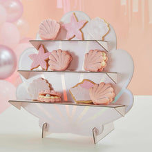 Load image into Gallery viewer, Ginger Ray - Iridescent And Pink Mermaid Shell Shaped Treat Stand
