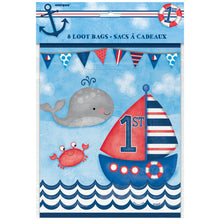 Load image into Gallery viewer, Little Sailor Nautical First Birthday Loot Bags, 8ct
