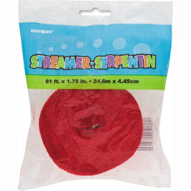 Ruby Red Crepe Streamer, 81 ft – PartyTime Malta