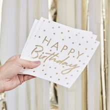 Load image into Gallery viewer, Ginger Ray Gold Foiled Happy Birthday Paper Napkins
