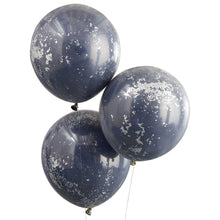 Load image into Gallery viewer, Ginger Ray - Double Layered Navy and Silver Confetti Balloon Bundle
