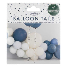 Load image into Gallery viewer, Ginger Ray Silver Happy Birthday Balloon Tails
