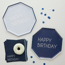 Load image into Gallery viewer, Ginger Ray Navy And Blue Happy Birthday Plates
