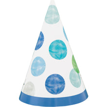 Load image into Gallery viewer, Blue Dots 1st Birthday Mini Party Hats, 8ct

