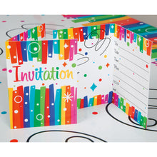 Load image into Gallery viewer, Rainbow Ribbons Birthday Invitations, 8ct
