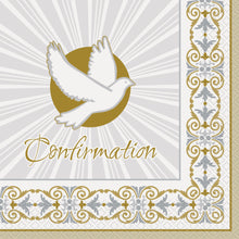Load image into Gallery viewer, Gold &amp; Silver Radiant Cross &quot;Confirmation&quot; Luncheon Napkins, 16ct
