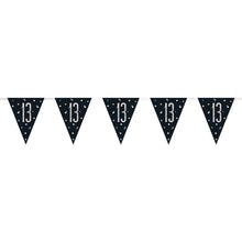 Load image into Gallery viewer, Age &quot;13&quot; Glitz Black &amp; Silver Prismatic Plastic Flag Banner (9ft)
