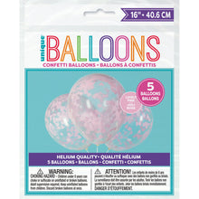 Load image into Gallery viewer, Clear Latex Balloons with Pink Heart-Shaped Confetti 16&quot;, 5ct
