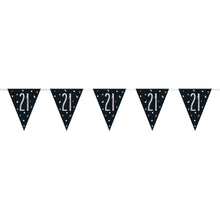 Load image into Gallery viewer, Birthday Black Glitz Number 21 Flag Banner, 9 ft
