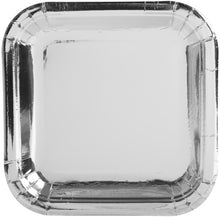 Load image into Gallery viewer, Silver Foil Square 7&quot; Dessert Plates, 8ct - Foil Board
