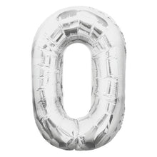 Load image into Gallery viewer, Silver Number 0 Shaped Foil Balloon 34&quot;
