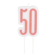 Load image into Gallery viewer, Glitz Rose Gold Numeral Birthday Candle 50
