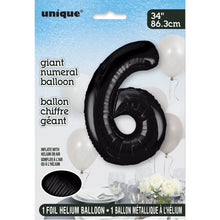 Load image into Gallery viewer, Black Number 6 Shaped Foil Balloon 34&quot;
