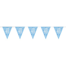 Load image into Gallery viewer, Age &quot;40&quot; Glitz Blue &amp; Silver Prismatic Plastic Flag Banner(9ft)

