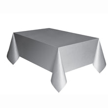 Load image into Gallery viewer, Silver Solid Rectangular Plastic Table Cover, 54&quot;x108&quot;

