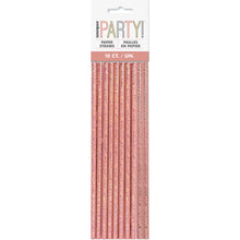 Load image into Gallery viewer, Birthday Rose Gold Glitz Paper Straws - 10ct
