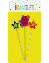 Load image into Gallery viewer, Number 9 Star Birthday Candles Set
