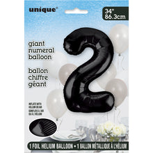 Load image into Gallery viewer, Black Number 2 Shaped Foil Balloon 34&quot;
