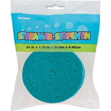 Load image into Gallery viewer, Teal Crepe Streamer, 81 ft
