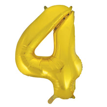 Load image into Gallery viewer, Gold Number 4 Shaped Foil Balloon 34&quot;
