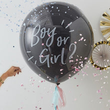 Load image into Gallery viewer, Black Giant Gender Reveal Latex Balloon with Confetti, 36&quot;
