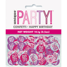 Load image into Gallery viewer, Birthday Pink Glitz Number 80 Confetti, .5oz
