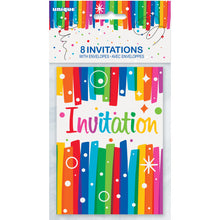 Load image into Gallery viewer, Rainbow Ribbons Birthday Invitations, 8ct
